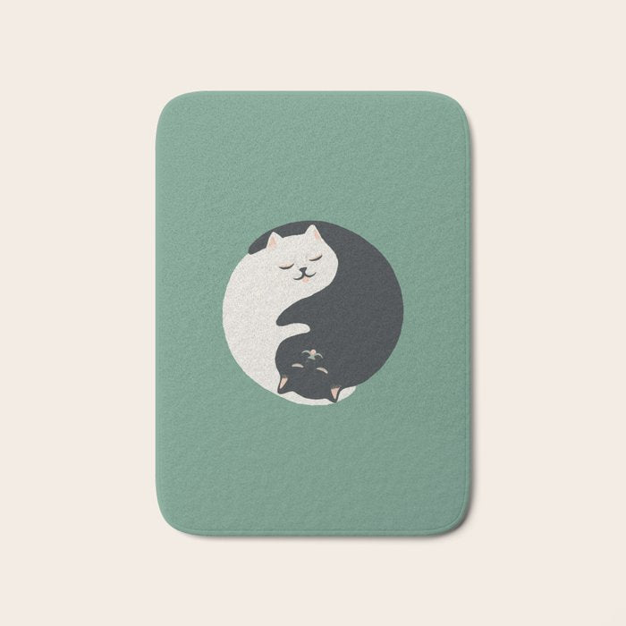 Hidden cat 26g Green yin yang hug Bath Mat Gallery Image 1