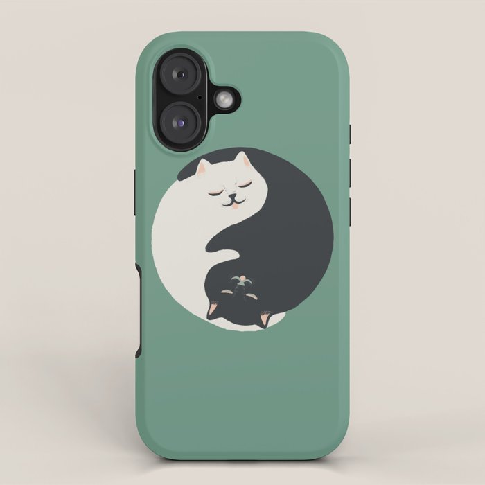 Hidden cat 26g Green yin yang hug iPhone Case Gallery Image 1