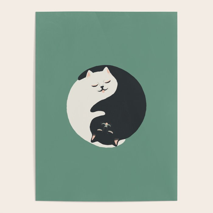 Hidden cat 26g Green yin yang hug Poster Gallery Image 1