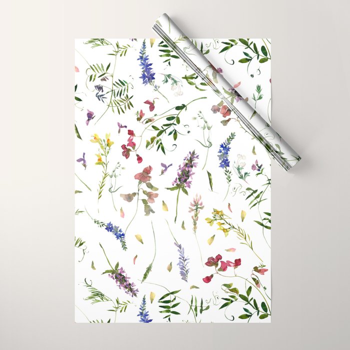 Scandinavian Midsummer Wildflowers Meadow  Wrapping Paper Gallery Image 1