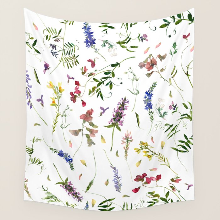 Scandinavian Midsummer Wildflowers Meadow  Wall Tapestry Gallery Image 1