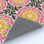 Folk Art Mandala - vintage pink, gold, and avocado green Rug Gallery Image 4