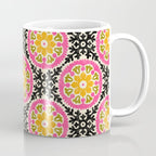 Folk Art Mandala - vintage pink, gold, and avocado green Coffee Mug Gallery Image 1