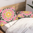 Folk Art Mandala - vintage pink, gold, and avocado green Pillow Sham Gallery Image 2