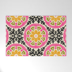 Folk Art Mandala - vintage pink, gold, and avocado green Welcome Mat Gallery Image 1