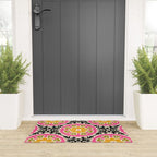 Folk Art Mandala - vintage pink, gold, and avocado green Welcome Mat Gallery Image 3