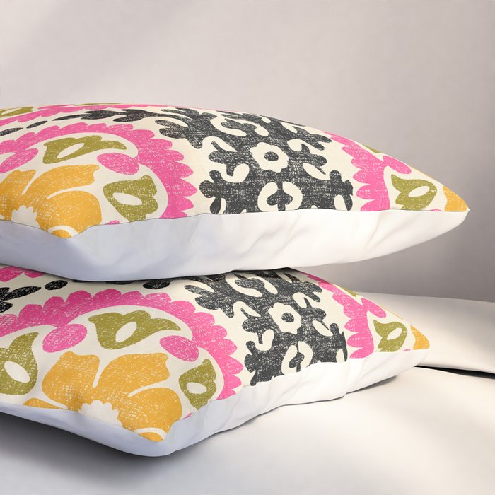 Folk Art Mandala - vintage pink, gold, and avocado green Pillow Sham Gallery Image 3