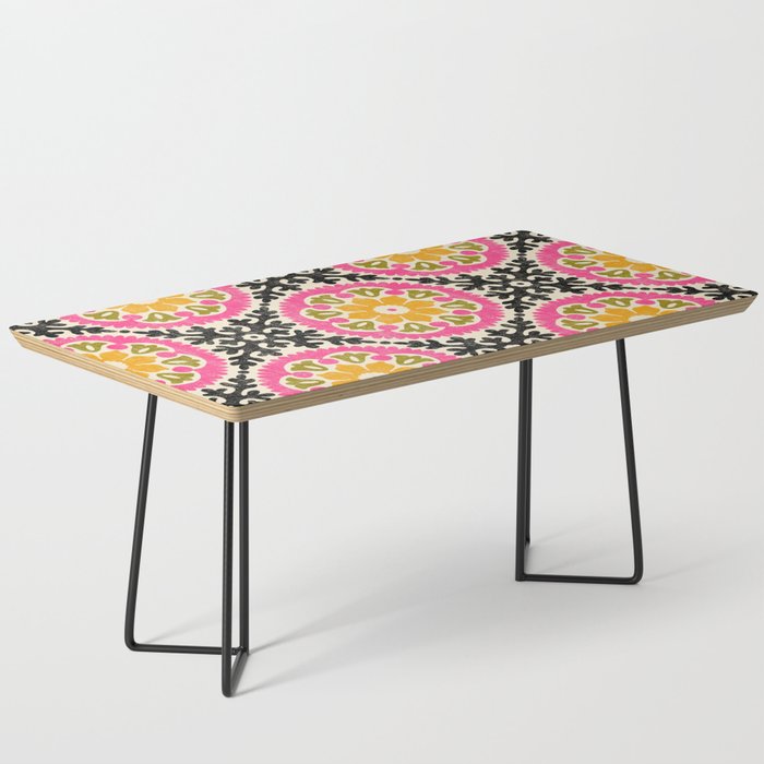 Folk Art Mandala - vintage pink, gold, and avocado green Coffee Table Gallery Image 1