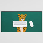 The Stare: Marigold Cheetah Desk Mat Gallery Image 1