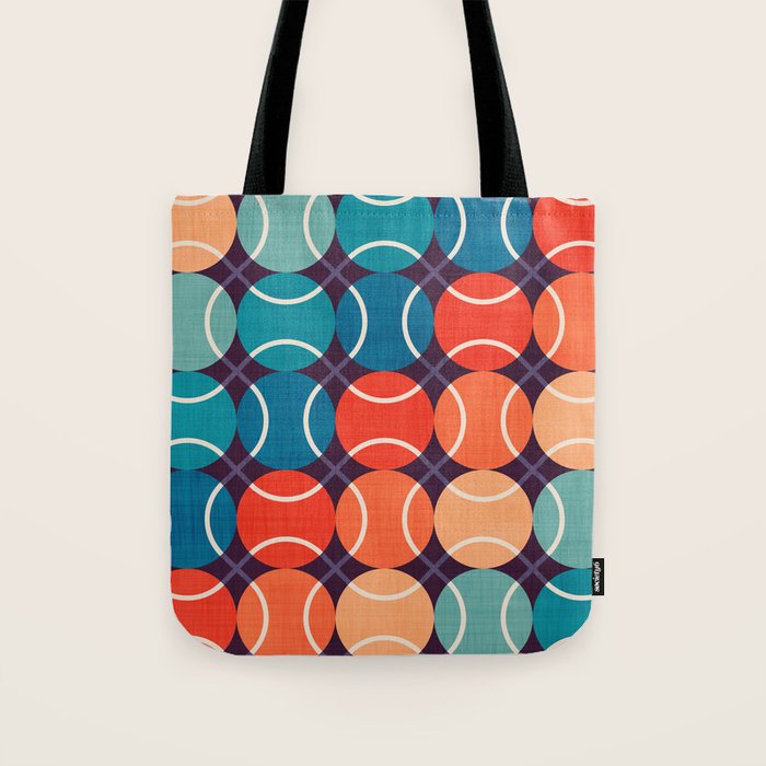 Retro Tennis 70s Rainbow Tote Bag Gallery Image 1