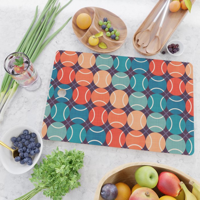 Retro Tennis 70s Rainbow Cutting Board Gallery Image 2