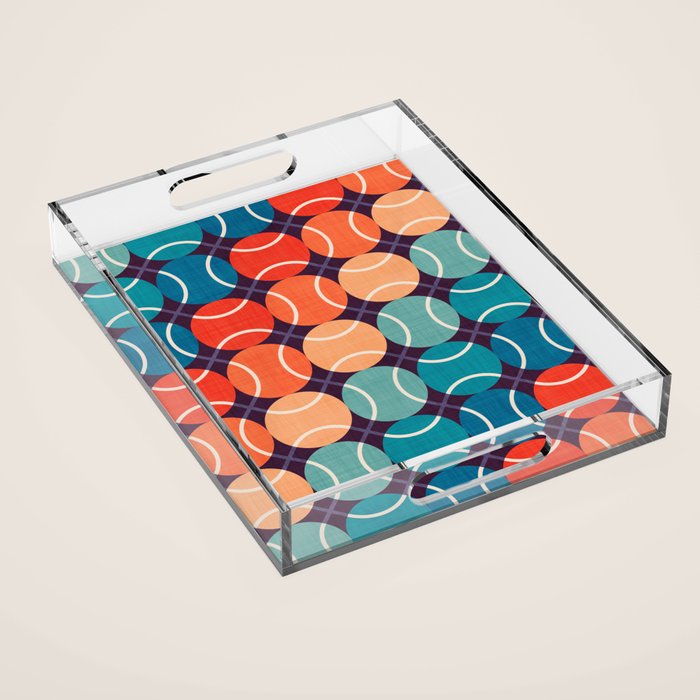Retro Tennis 70s Rainbow Acrylic Tray Gallery Image 1