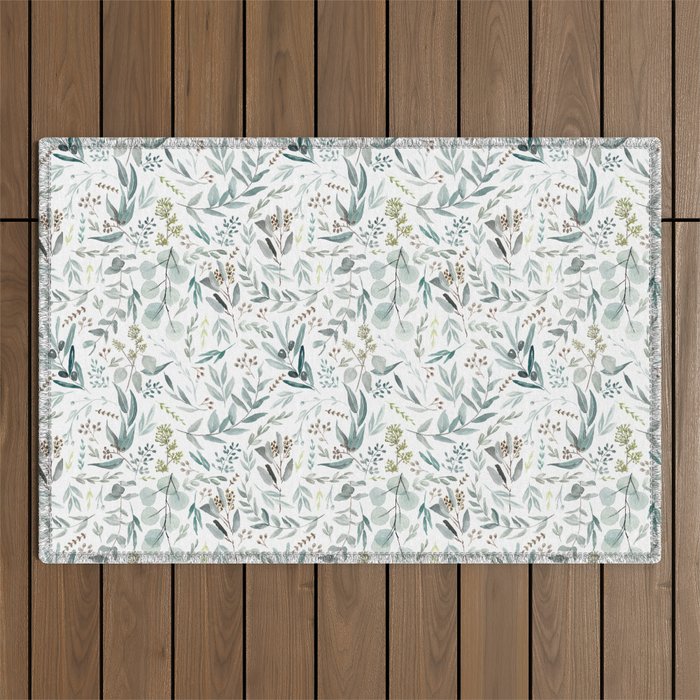 Little Eucalyptus Botanical Pattern Outdoor Rug Gallery Image 1
