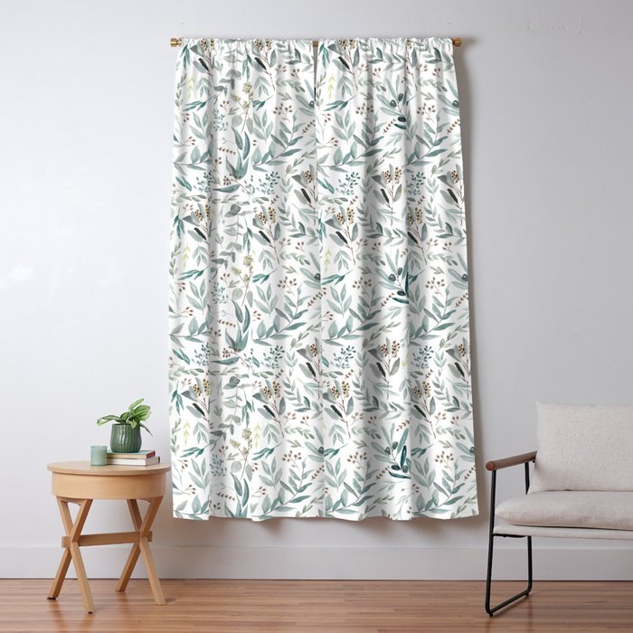 Little Eucalyptus Botanical Pattern Window Curtain Gallery Image 1