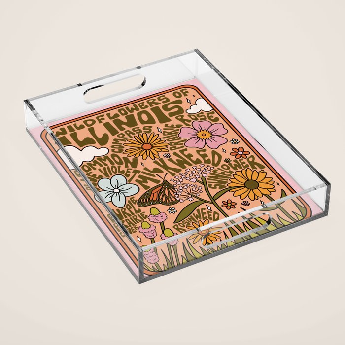 Illinois Wildflowers Acrylic Tray Gallery Image 1
