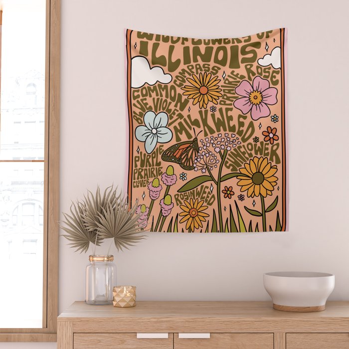 Illinois Wildflowers Wall Tapestry Gallery Image 2
