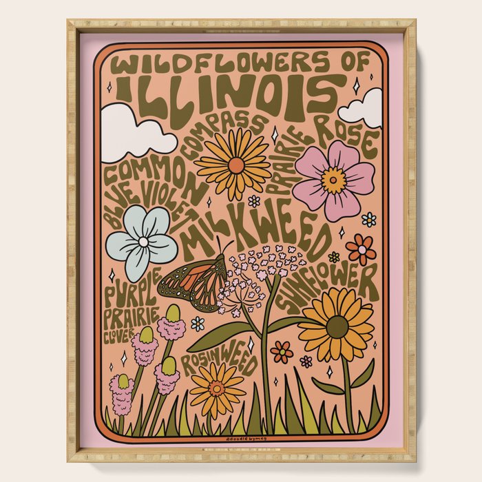 Illinois Wildflowers Serving Tray Gallery Image 1