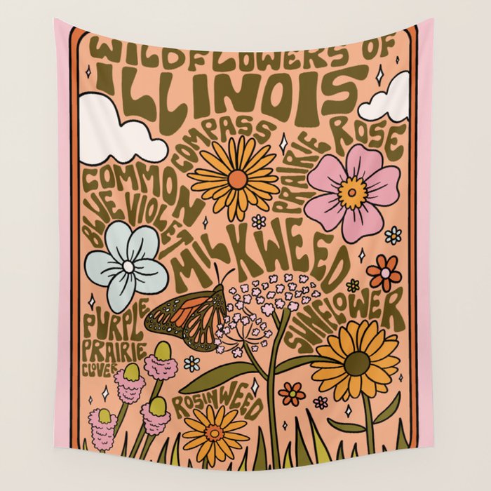 Illinois Wildflowers Wall Tapestry Gallery Image 1