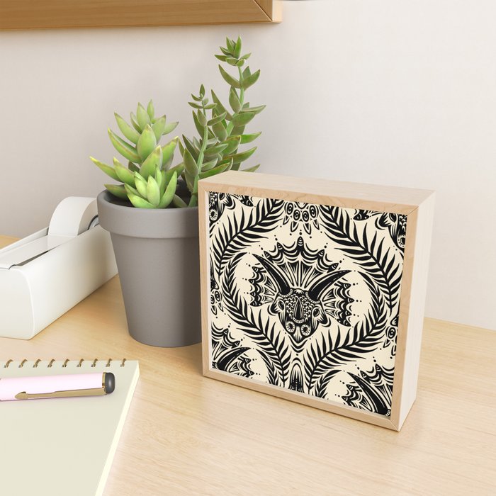 Triceratops Damask - black and cream Mini Art Print Gallery Image 2
