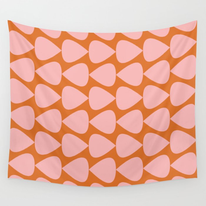 Plectrum Pattern in Pink and Orange Wall Tapestry Gallery Image 1