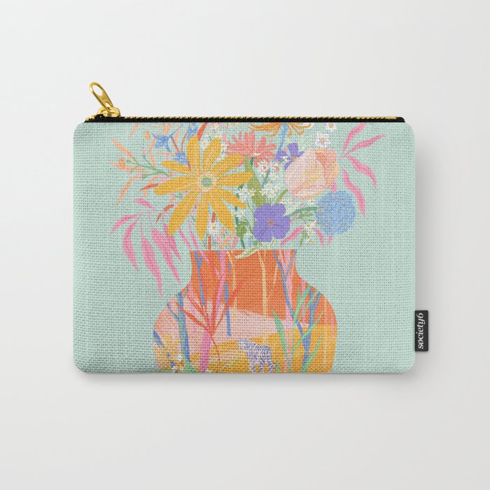 Whimsical Flower Vase Carry All Pouch Gallery Image 1