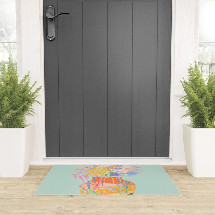 Whimsical Flower Vase Welcome Mat Gallery Image 3