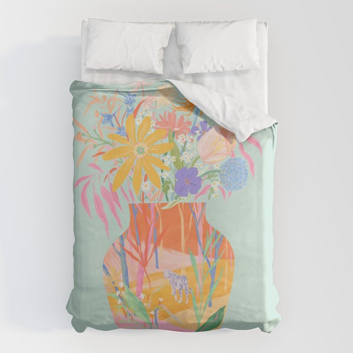 Whimsical Flower Vase Duvet Cover Gallery Image 1