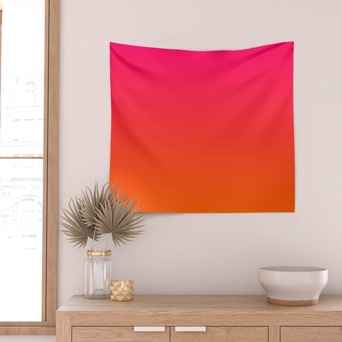 Bright Pink and Orange Ombre Wall Tapestry Gallery Image 2