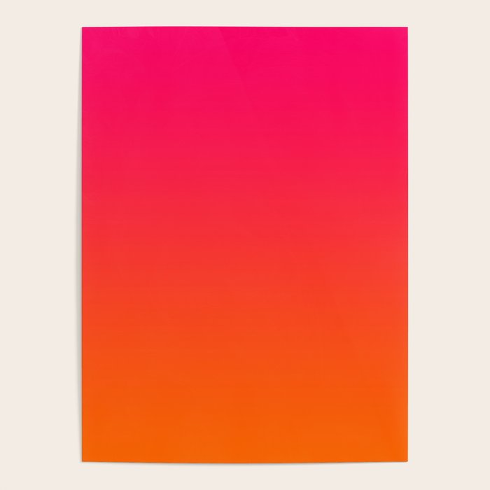 Bright Pink and Orange Ombre Poster Gallery Image 1