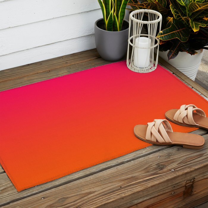 Bright Pink and Orange Ombre Outdoor Rug Gallery Image 2