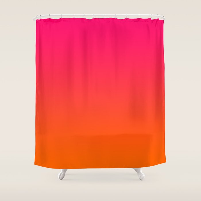 Bright Pink and Orange Ombre Shower Curtain Gallery Image 1