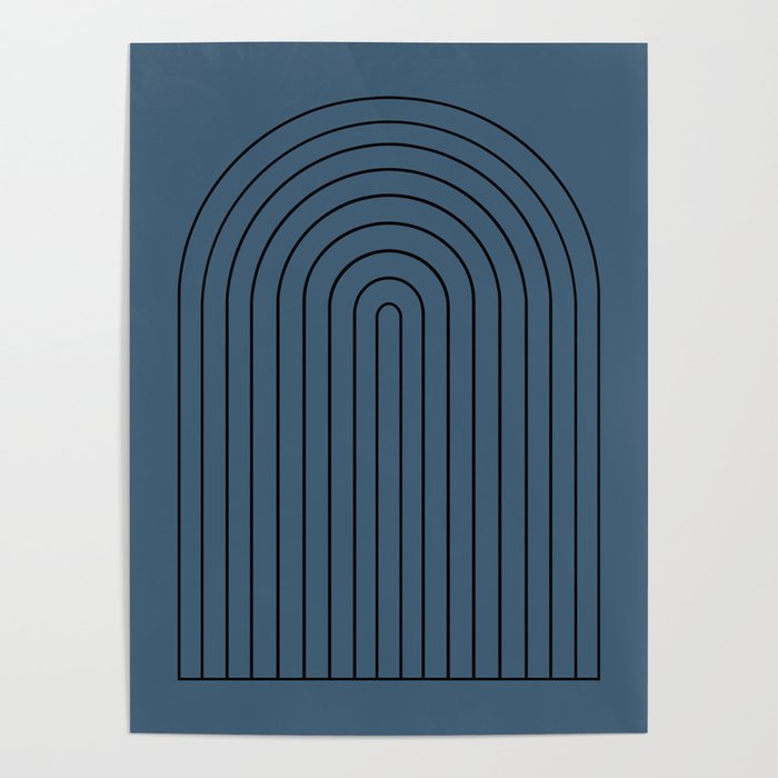 Minimal Arch XLIV Navy Blue Modern Geometric Lines Poster Gallery Image 1