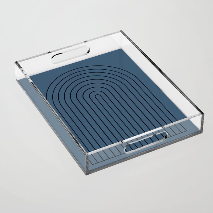 Minimal Arch XLIV Navy Blue Modern Geometric Lines Acrylic Tray Gallery Image 1