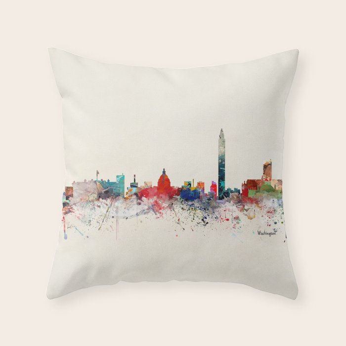 washington skyline Throw Pillow Gallery Image 1