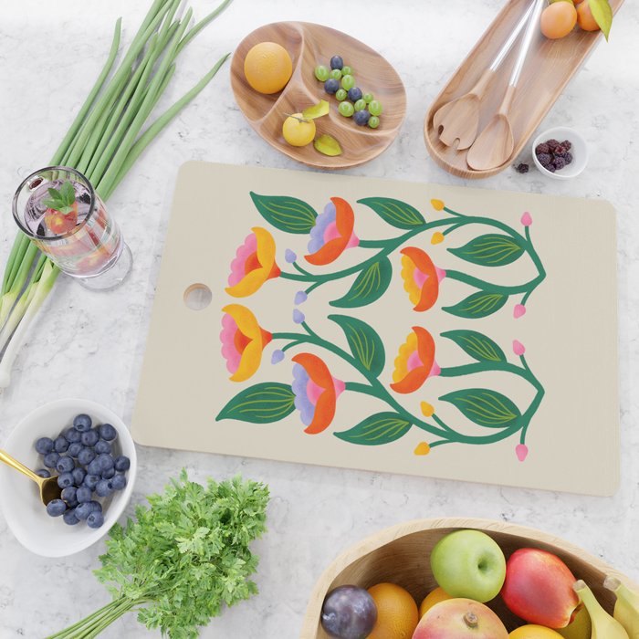 Symmetrical Flowers 2 Cutting Board Gallery Image 2