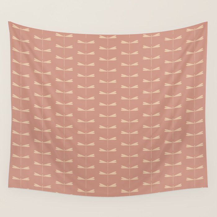 Dragonfly Pattern VI Neutral Rose Wall Tapestry Gallery Image 1
