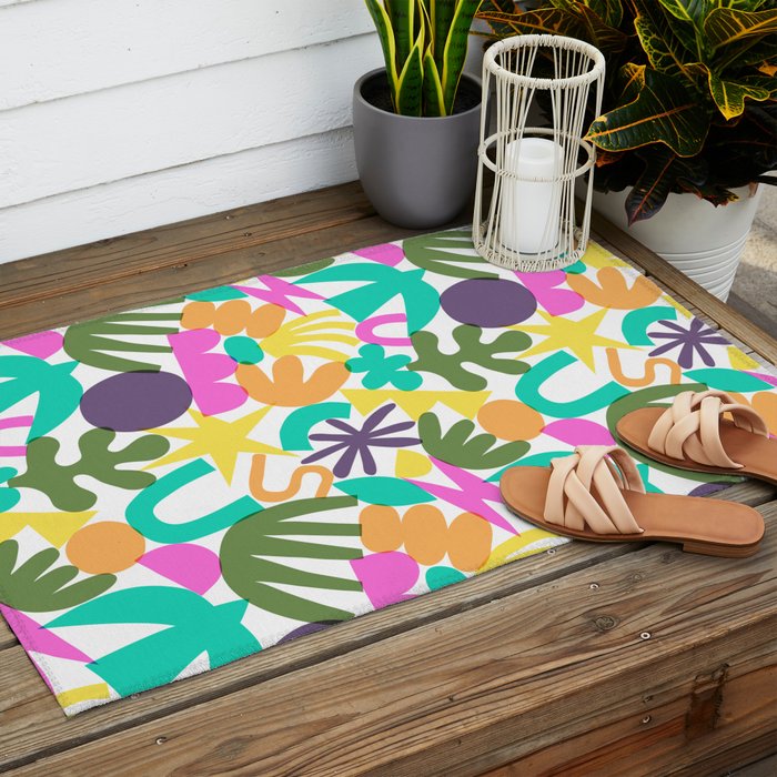 Colorful abstract organic nature shape art pattern Outdoor Rug Gallery Image 2