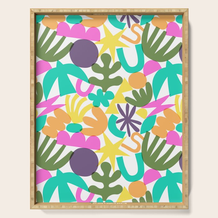Colorful abstract organic nature shape art pattern Serving Tray Gallery Image 1