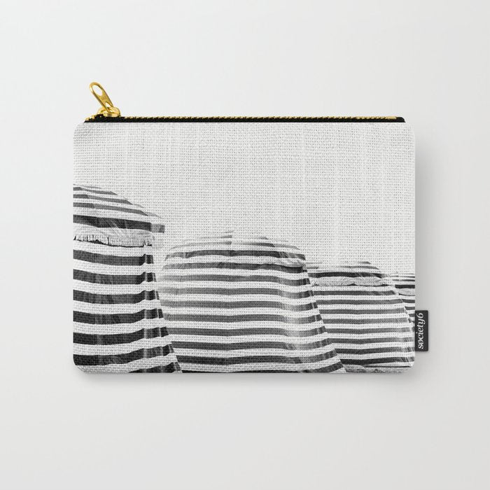 Beach Stripes - Minimalist Black and White Photography Carry All Pouch Gallery Image 1