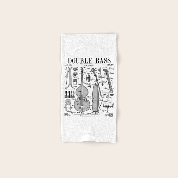 Double Bass Player Bassist Musical Instrument Vintage Patent Bath Towel Gallery Image 1