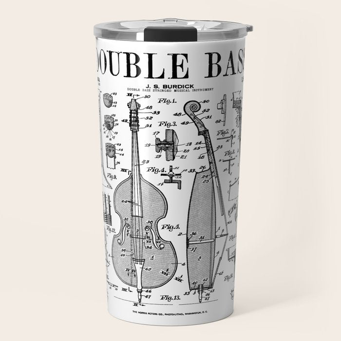 Double Bass Player Bassist Musical Instrument Vintage Patent Travel Mug Gallery Image 1
