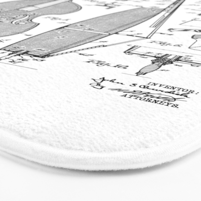 Double Bass Player Bassist Musical Instrument Vintage Patent Bath Mat Gallery Image 3