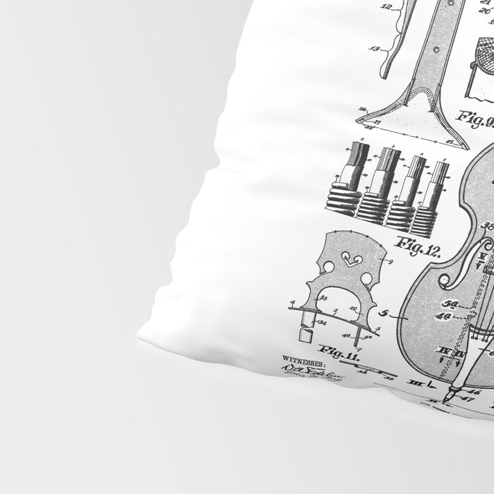 Double Bass Player Bassist Musical Instrument Vintage Patent Pillow Sham Gallery Image 4
