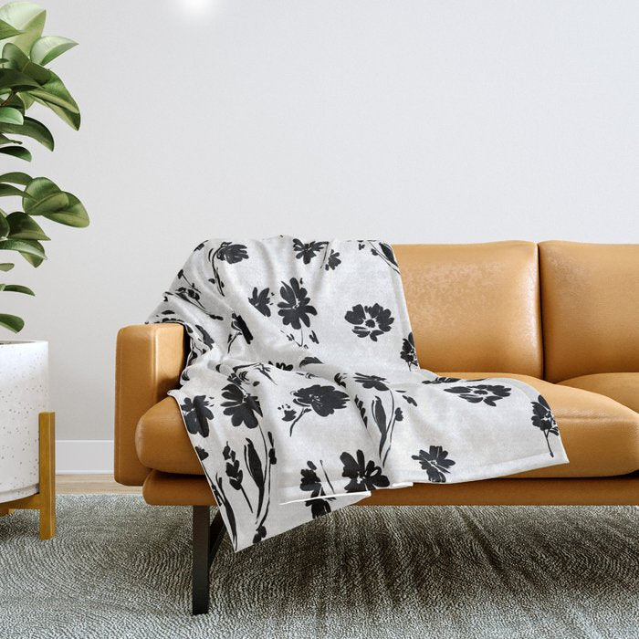 Brushstrokes meadow flowers BN Throw Blanket Gallery Image 1