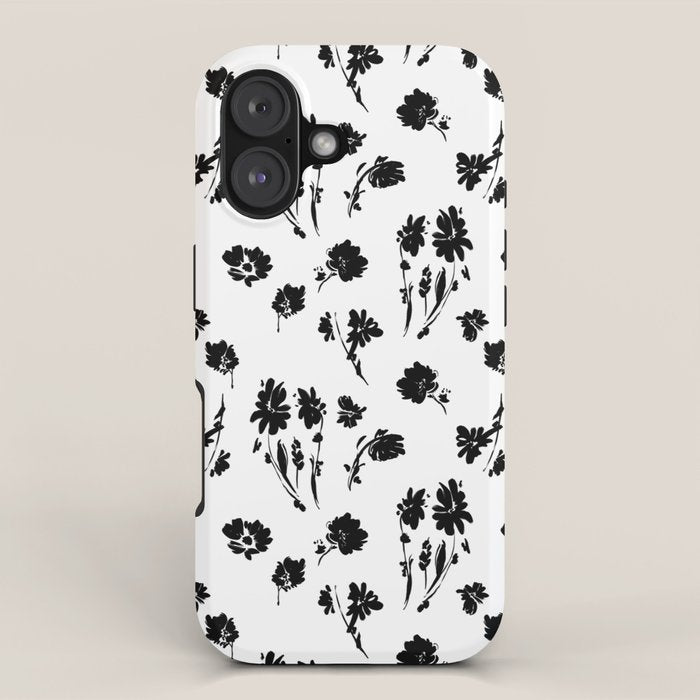 Brushstrokes meadow flowers BN iPhone Case Gallery Image 1