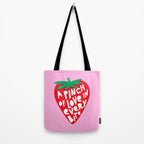 Big Strawberry Fruit with Cut-out Love words Tote Bag Gallery Image 2