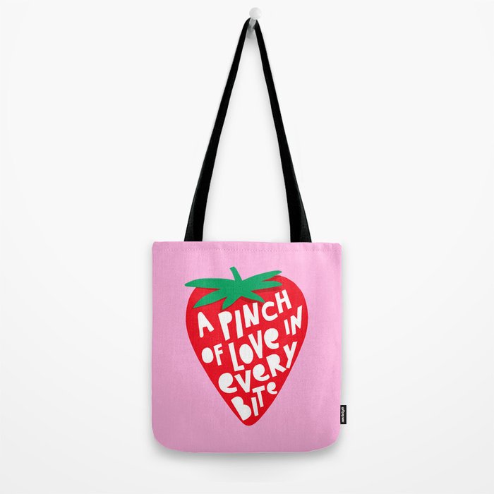 Big Strawberry Fruit with Cut-out Love words Tote Bag Gallery Image 2