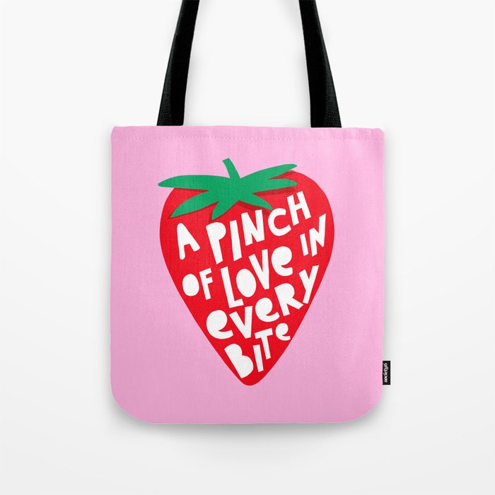 Big Strawberry Fruit with Cut-out Love words Tote Bag Gallery Image 1