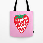 Big Strawberry Fruit with Cut-out Love words Tote Bag Gallery Image 1