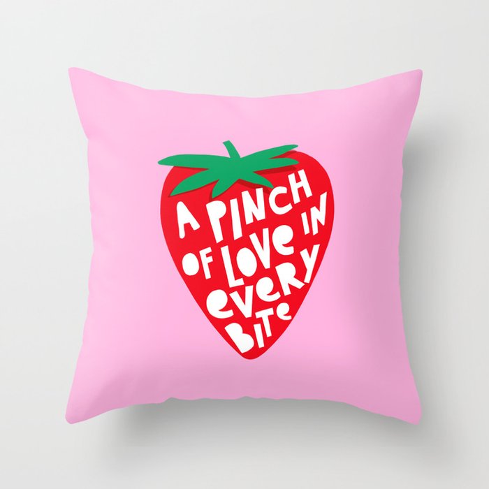 Big Strawberry Fruit with Cut-out Love words Throw Pillow Gallery Image 1